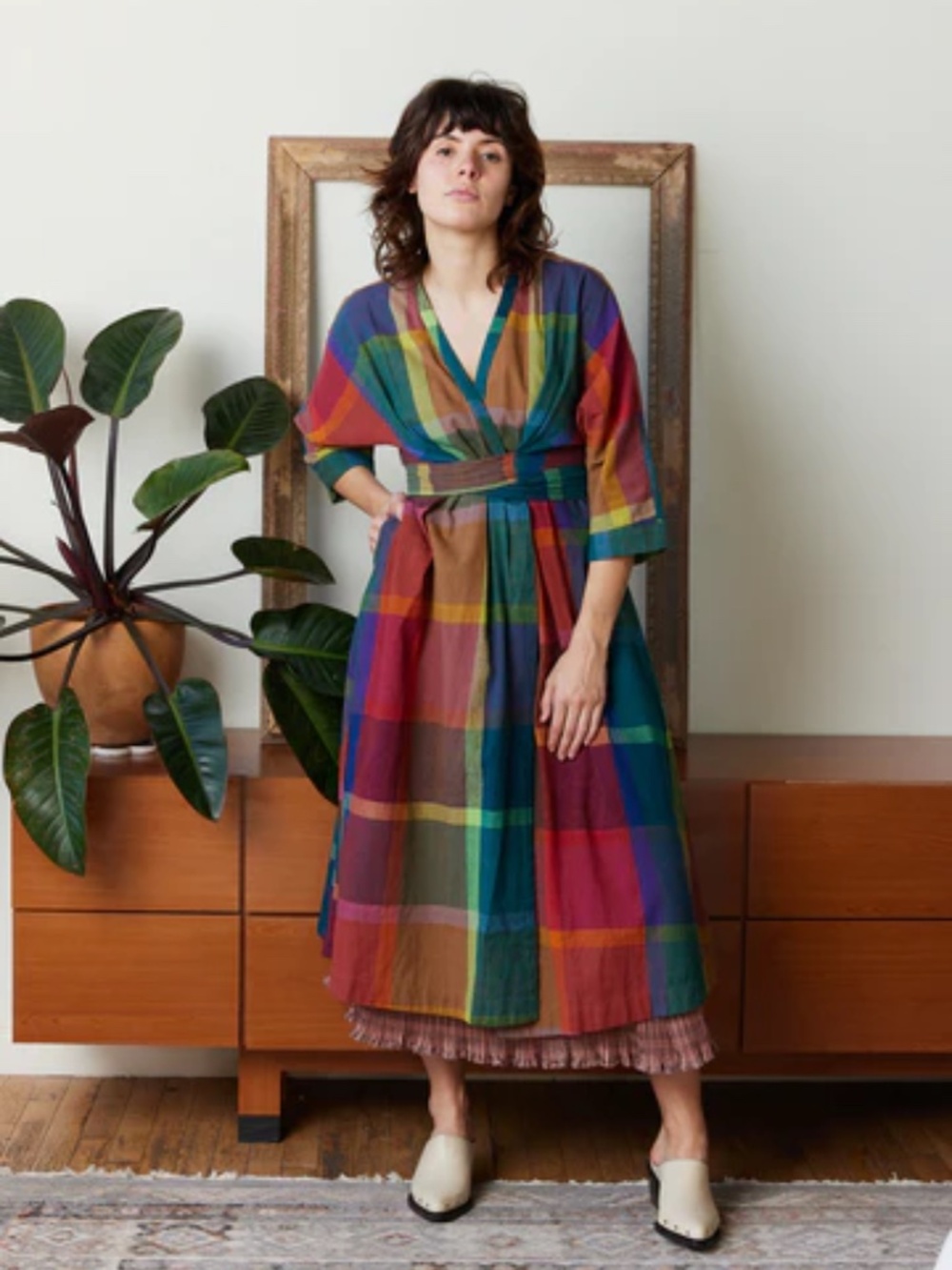 NWT Rujuta Sheth Tara Wrap Dress, Madras Chex,  Size XL/1X - Picture 4 of 8